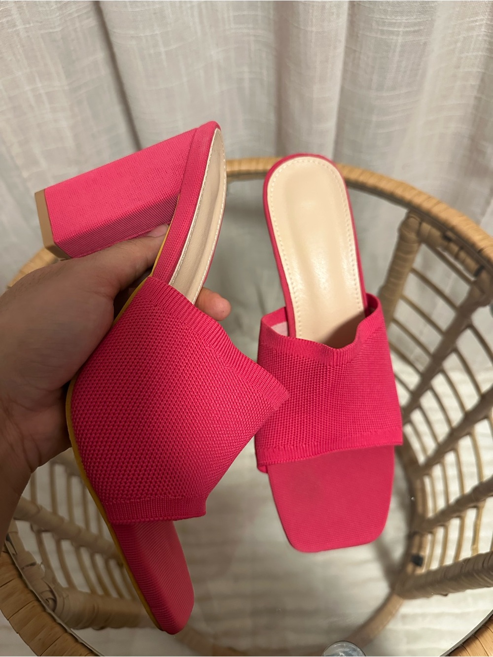 SHEIN Hot Pink Block Heel Slide Mules - Picture 4 of 8